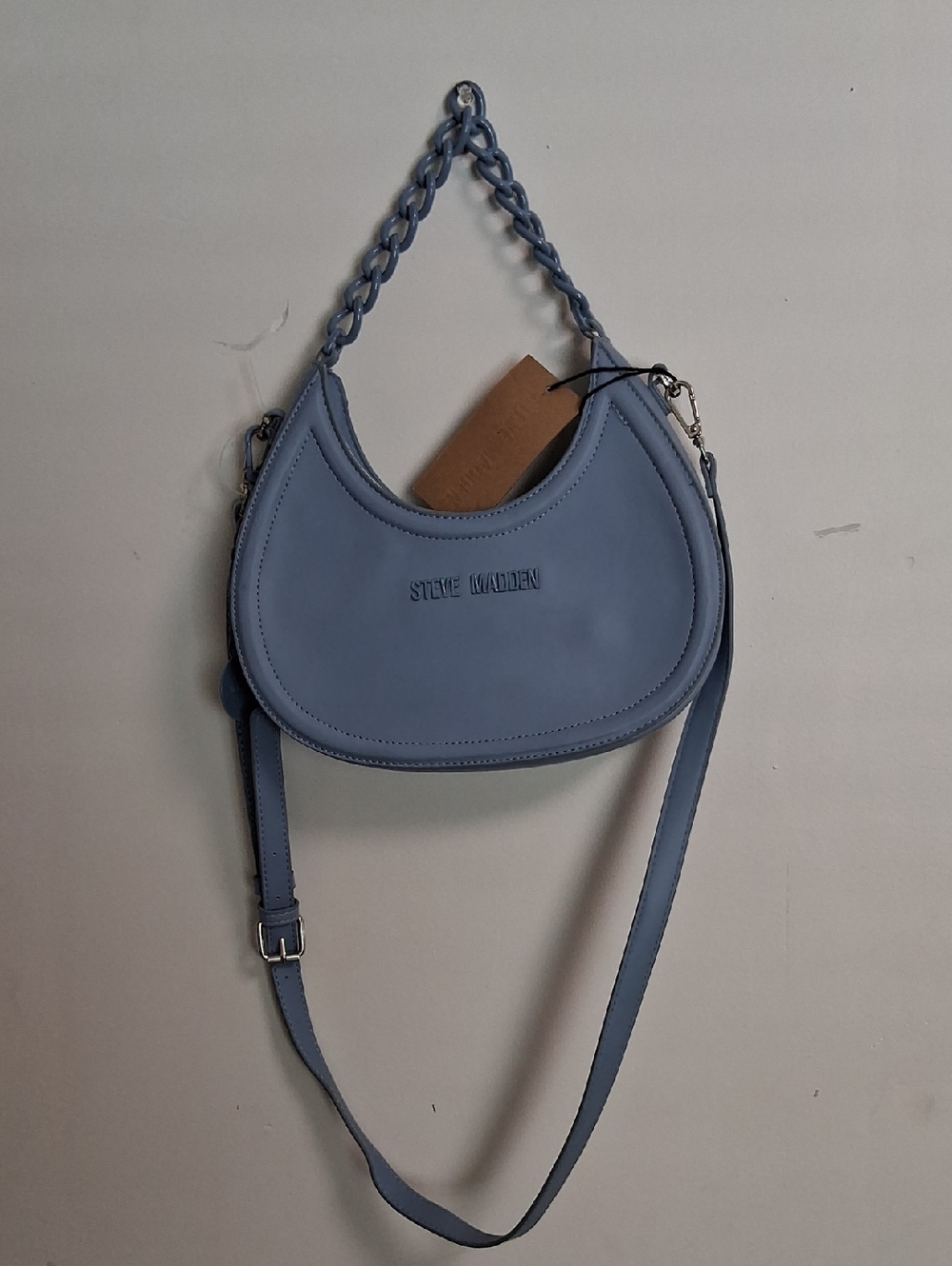 Steve Madden Powder Blue Crescent Shoulder Bag